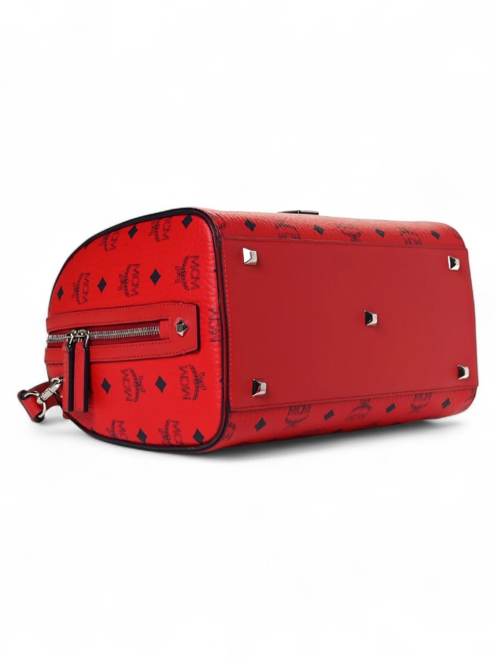 MCM Red Visetos Boston Bag - Signature Monogram Satchel - Picture 4 of 7
